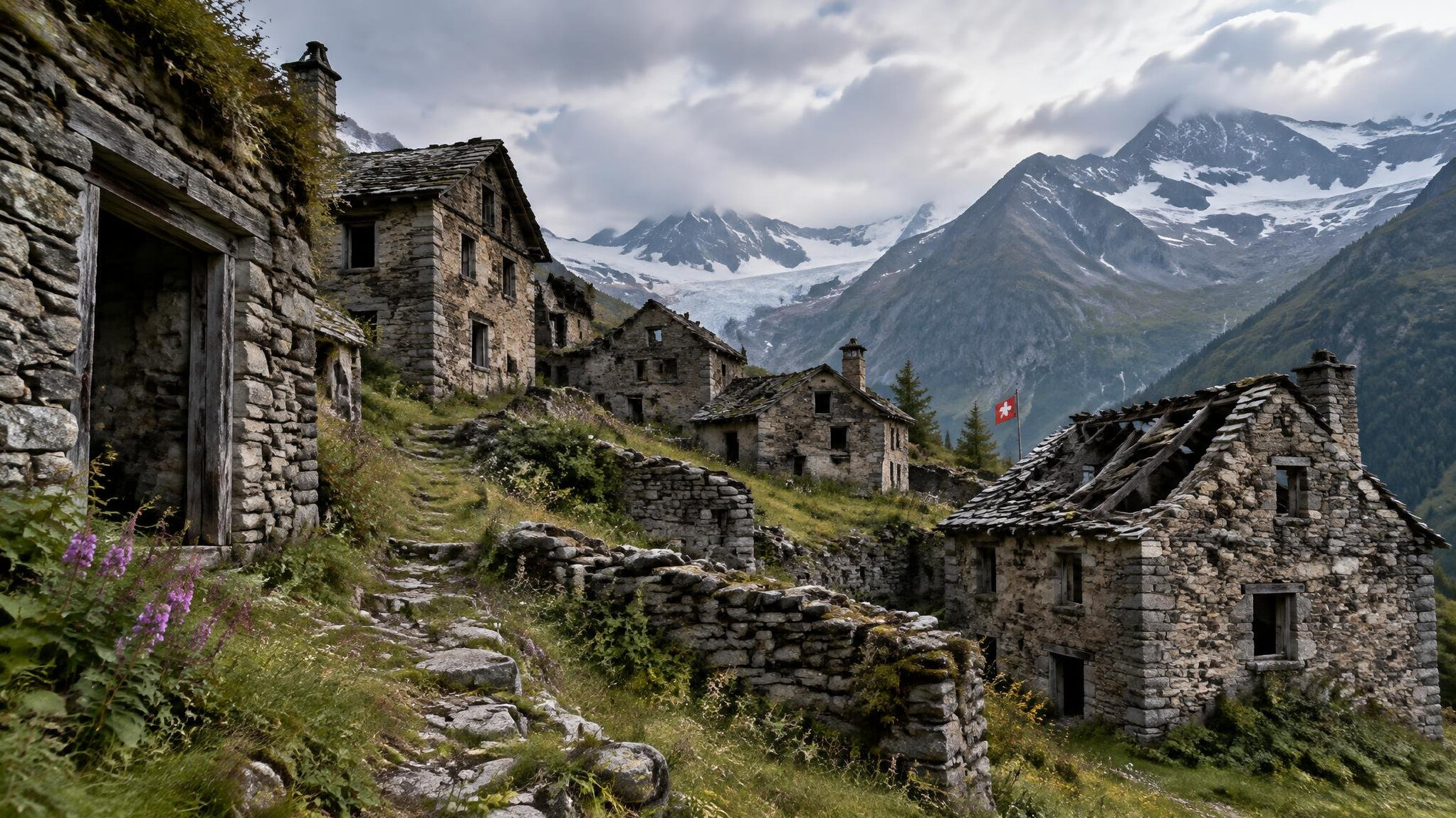 swiss mountain ruins