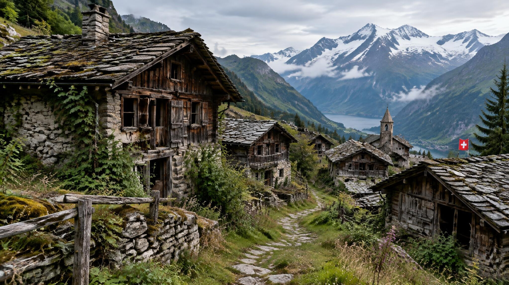 abandoned swiss cottages