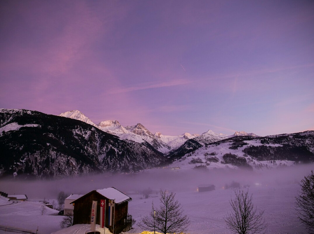 swiss alps peaks at dawn