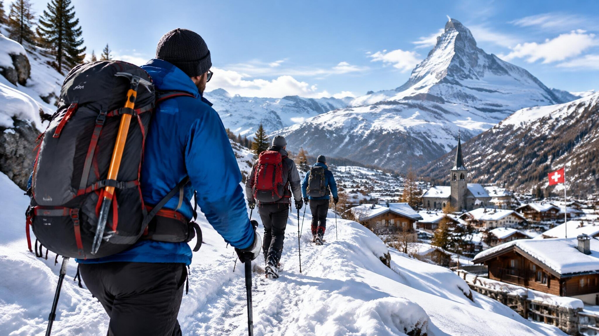 mountain explorer with backpack