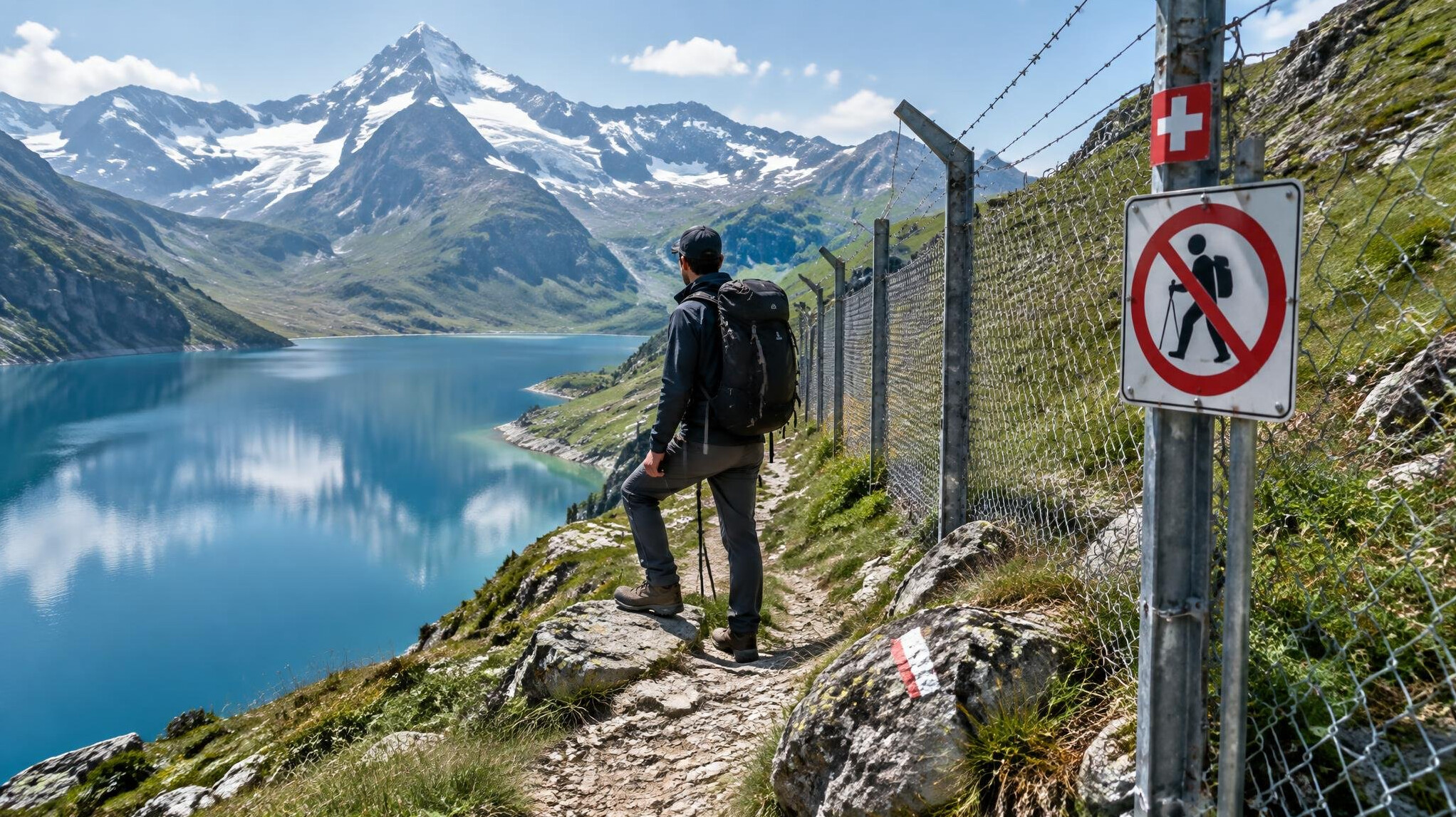 swiss lake restricted path